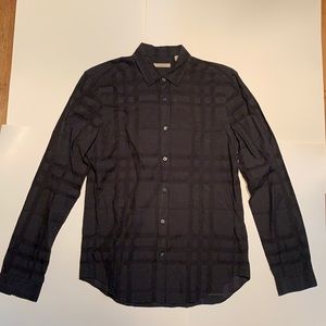 Men’s Black on Black Burberry Brit Button Down Shirt size M